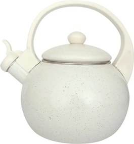 Ceainic cu fluier Kinghoff KH 2040, 2 l, interior emailat, compatibil cu plitele cu inducție, culoare crem