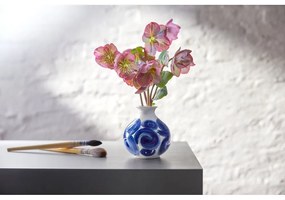 Vază albastră din gresie pictată manual Tulle – Kähler Design