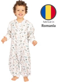 Sac de dormit copii cu picioare si maneci detasabile din bumbac flausat 18-36 luni Kidizi Safari,1 tog