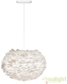 Abajur modern cu pene de gasca EOS alb, 45cm