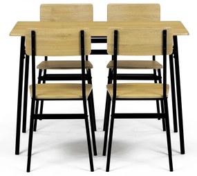 Set de masă Industrial cu 4 scaune, 110 x 70 x 76cm, stejar sălbatic