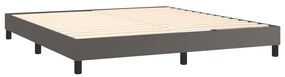 Cadru de pat box spring, gri, 160x200 cm, piele ecologica Gri, 25 cm, 160 x 200 cm