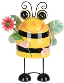 Decoratiune de gradina Bee w flower, 20x14x27 cm, metal, multicolor