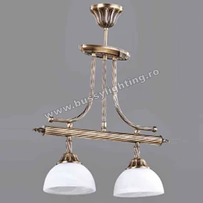 Lustra Pretoria cu 2 Brate, Desing Clasic, Finisaj Bronz Antic, Abajur Alb - Bussy Lighting 3079-52-02B
