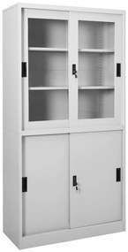vidaXL Dulap de birou cu ușă glisantă, gri deschis, 90x40x180 cm, oțel