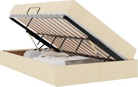 vidaXL Pat cu saltea și spațiu de depozitare Crem 120 x 200 cm