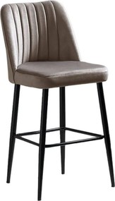 Set 2 scaune bar VENTO, cappuccino/negru, stofa catifelata/metal, 49x4