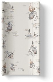 Saltea de infasat cu spate intarit si margini de protectie 50x80 cm, Magic Sea Animals