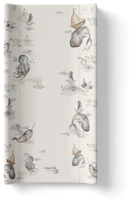 Saltea de infasat cu spate intarit si margini de protectie 50x80 cm, Magic Sea Animals
