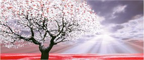 Tablou cu pomul roșu (120x50 cm)
