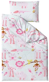 Lenjerie de pat pentru patut din bumbac Renforce ZOO roz Dimensiune lenjerie de pat: 45 x 65 cm | 90 x 140 cm