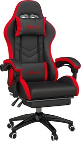 Vinsetto Scaun Gaming cu Înălțime Reglabilă și cu Spătar Rabatabil, 65x65x121-129 cm, Negru | Aosom Romania
