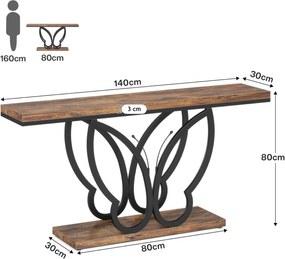 MACI20 - Masa Consola, 140 cm, masuta hol, living, dormitor - Negru - Maro