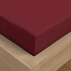 Kvalitex Satin foaie cu elastic burgundy, 90 x 200 cm