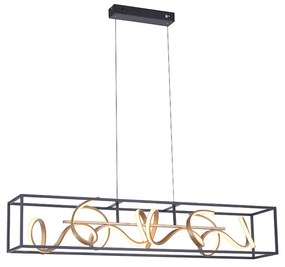 Lampă suspendată de design neagră cu auriu, reglabilă cu dimmer, incluzând LED - Krisscross Cage