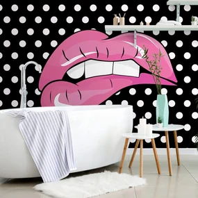 Tapet autoadeziv buze roz pop art