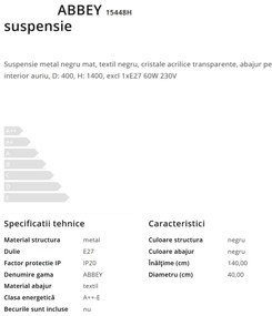 Lustra suspendata stil modern ABBEY 40cm