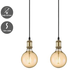 Cablu de alimentare VINTAGE 3xE27/40W/230V alama