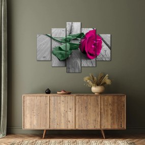 Tablou - Trandafir roz cu tulpina verde (150x105 cm)