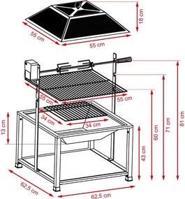 Vatră multifuncțională + grătar cu rotisor electric Avenberg ARIZONA