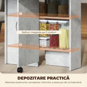 HOMCOM Masă Pliabilă din Lemn cu Roți, pentru 4-6 Persoane, 75x140x75 cm, Gri | Aosom Romania