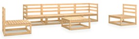 Set mobilier de gradina, 7 piese, lemn masiv de pin Maro, 1, nu