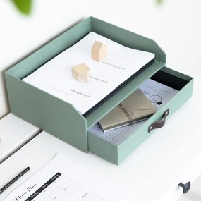 Organizator verde pentru sertar/pentru documente din carton Walter Canvas Paper Laminate – Bigso