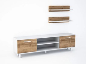 Comoda TV Derma - Alb, Walnut