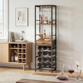 HOMCOM Dulap de Bar, Mobilier de Bar cu Sertar și Suport pentru Pahare, Maro Rustic | Aosom Romania