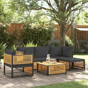 vidaXL Set de canapele grădină cu perne, 6 piese, lemn masiv acacia