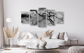 Tablou 5-piese copaci suprarealistici în design alb-negru