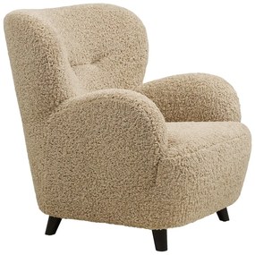 Fotoliu maro deschis cu tapițerie din țesătură bouclé Lunaro – House Nordic