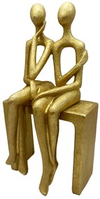 Statueta Cuplu, TWO ON A BENCH, Auriu, 24cm