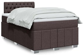 vidaXL Pat box spring cu saltea, maro închis, 120x190 cm, textil