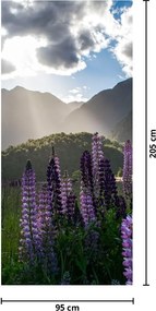 Fototapet pentru ușă - Peisaj lupinii (95x205cm)