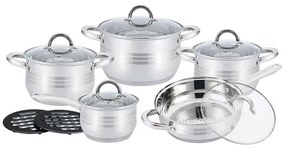 Set oale si tigaie inox cu capace 12 piese Kitchen Pro PRO 1252