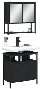 vidaXL Set mobilier de baie, 2 piese, negru, lemn compozit