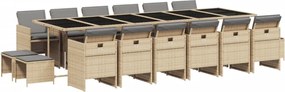 vidaXL Set mobilier grădină cu perne, 17 piese bej combinat poliratan