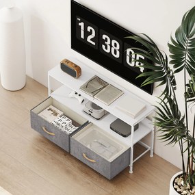 HOMCOM Mobilier TV pentru 47" cu Sertare Pliabile din Material Textil și Raft din Metal și MDF, 98x29x56 cm, Negru | Aosom Romania