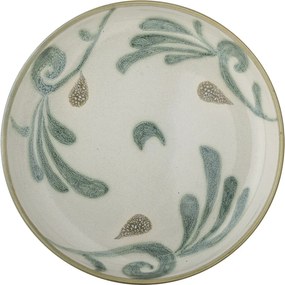 Set 4 farfurii din ceramică natur, pictate manual cu motive botanice, „Bethany", 20,5 x 4 cm