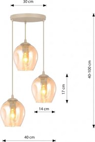 Lustră pe cablu ISTAR 3xE27/15W/230V Ø 40 cm bej / bej fumuriu