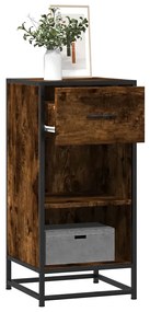vidaXL Dulap, stejar fumuriu, 35,5x35x76 cm, lemn prelucrat și metal