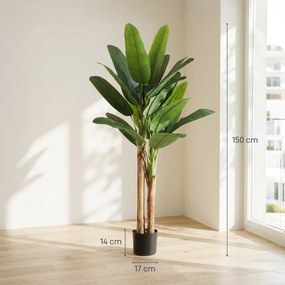 HOMCOM Set de 2 bananiere artificiale de interior, 150 cm, în ghiveci – decor pentru casă, birou, living, dormitor | Aosom Romania