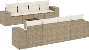 vidaXL Set canapele de grădină, 9 piese, cu perne, bej, poliratan