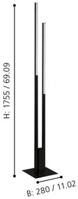 Lampadar LED RGBW dimabil FRAIOLI-Z 2xLED/16W/230V negru Eglo 900082