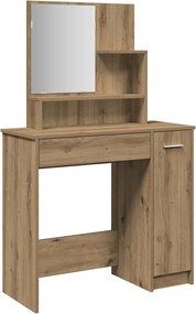 vidaXL Masă de toaletă cu oglindă, stejar artizanal, 86,5x35x136 cm