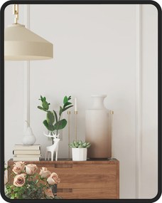 HOMCOM Oglindă de perete dreptunghiulară 50 x 40 cm, oglindă decorativă modernă cu ramă din metal pentru living, hol, coridor, negru | Aosom Romania