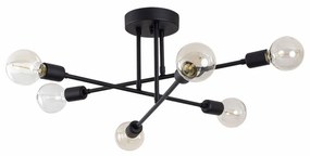 Lustra 6 Becuri Flower - 174, Soclu E27, Max. 40W, Culoare Negru