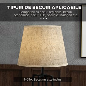 Lampa de Podea cu Rafturi, Inalta cu Abajur din Material Textil (Becul nu este Inclus), Nuc Maro si Maro Deschis, Φ42x166cm HOMCOM | Aosom RO