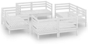 3082428 vidaXL Set mobilier de grădină, 8 piese, alb, lemn masiv de pin
